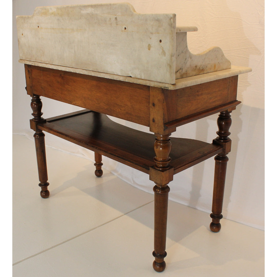 AF1-107 - Antique Late 19th Century American Walnut, Marble Top Wash Stand