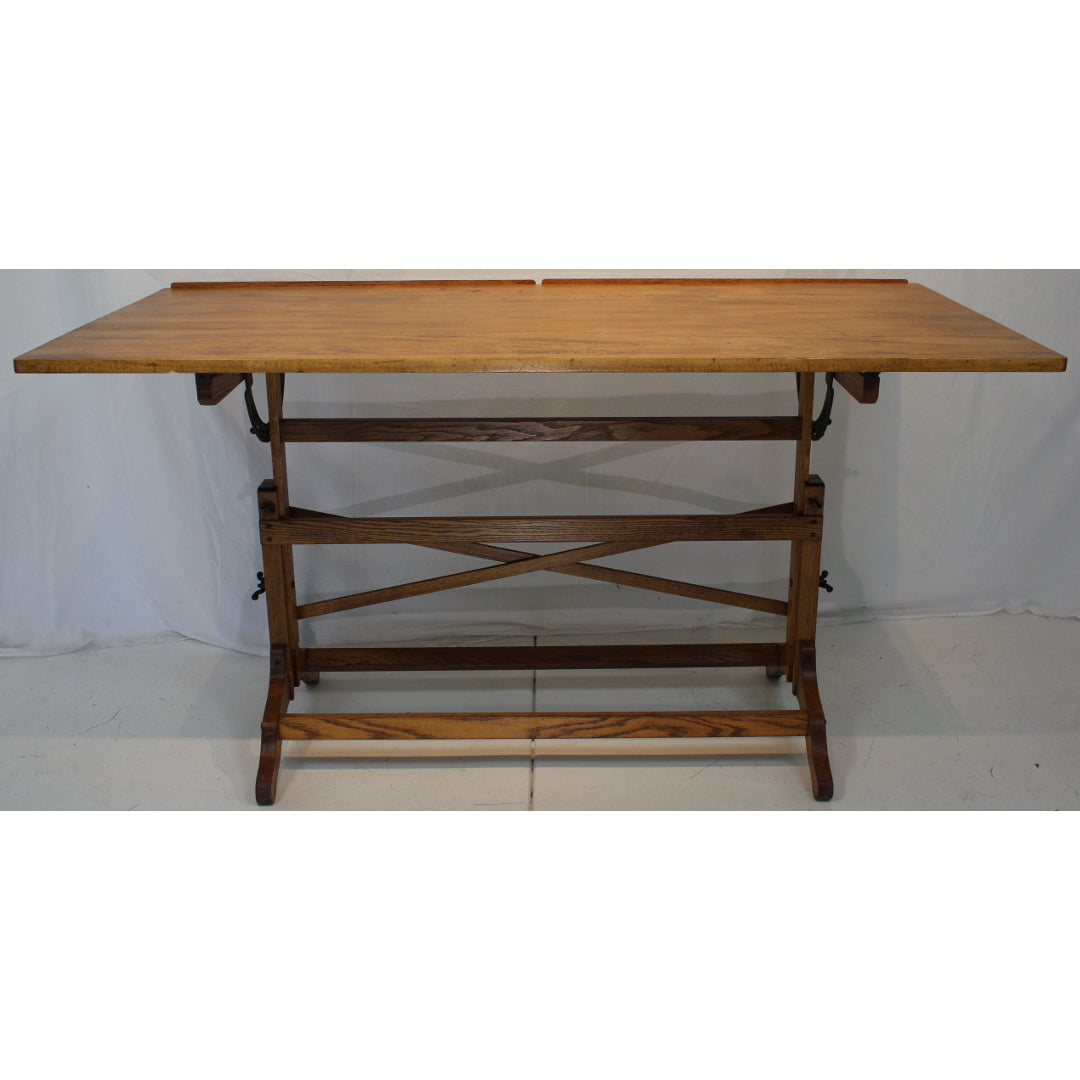 AF1-111 - Antique Early 20th Century Architects Oak and Beech Wood Drafting Table