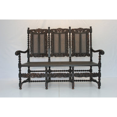 Antique Jacobean Caned Hall Settee | Work of Man