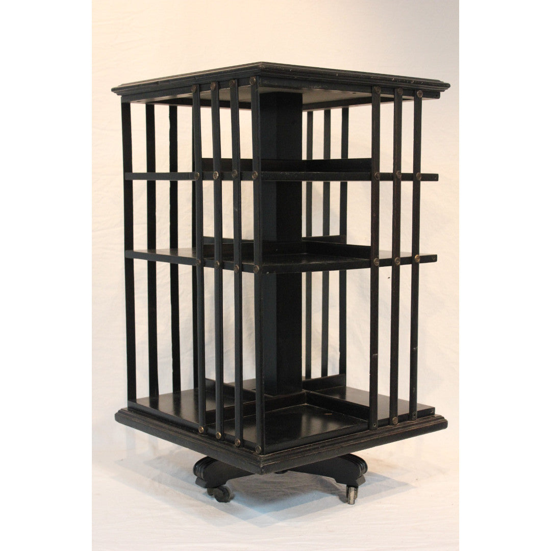 AF3-184: Antique c.1880's Ebonized Revolving Bookcase