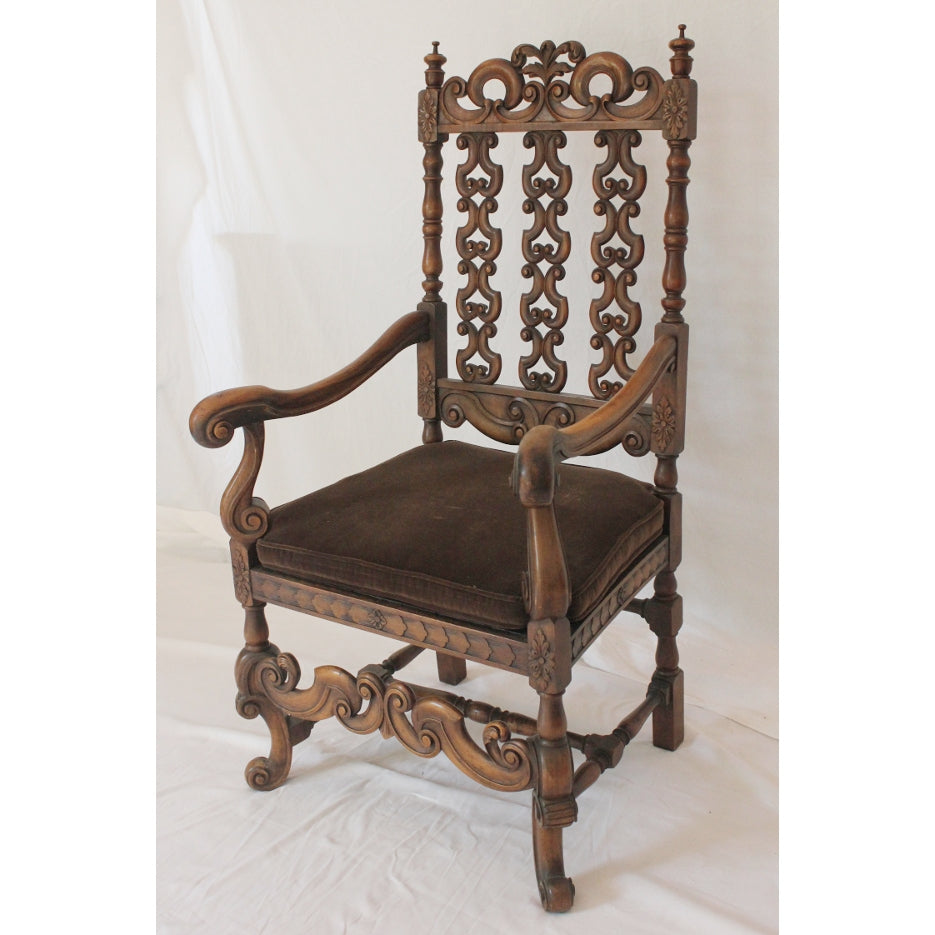 Antique Charles II Open Arm Chair | Work of Man
