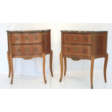 Antique Louis XV Style Chests w/ Marble Tops | Work of Man