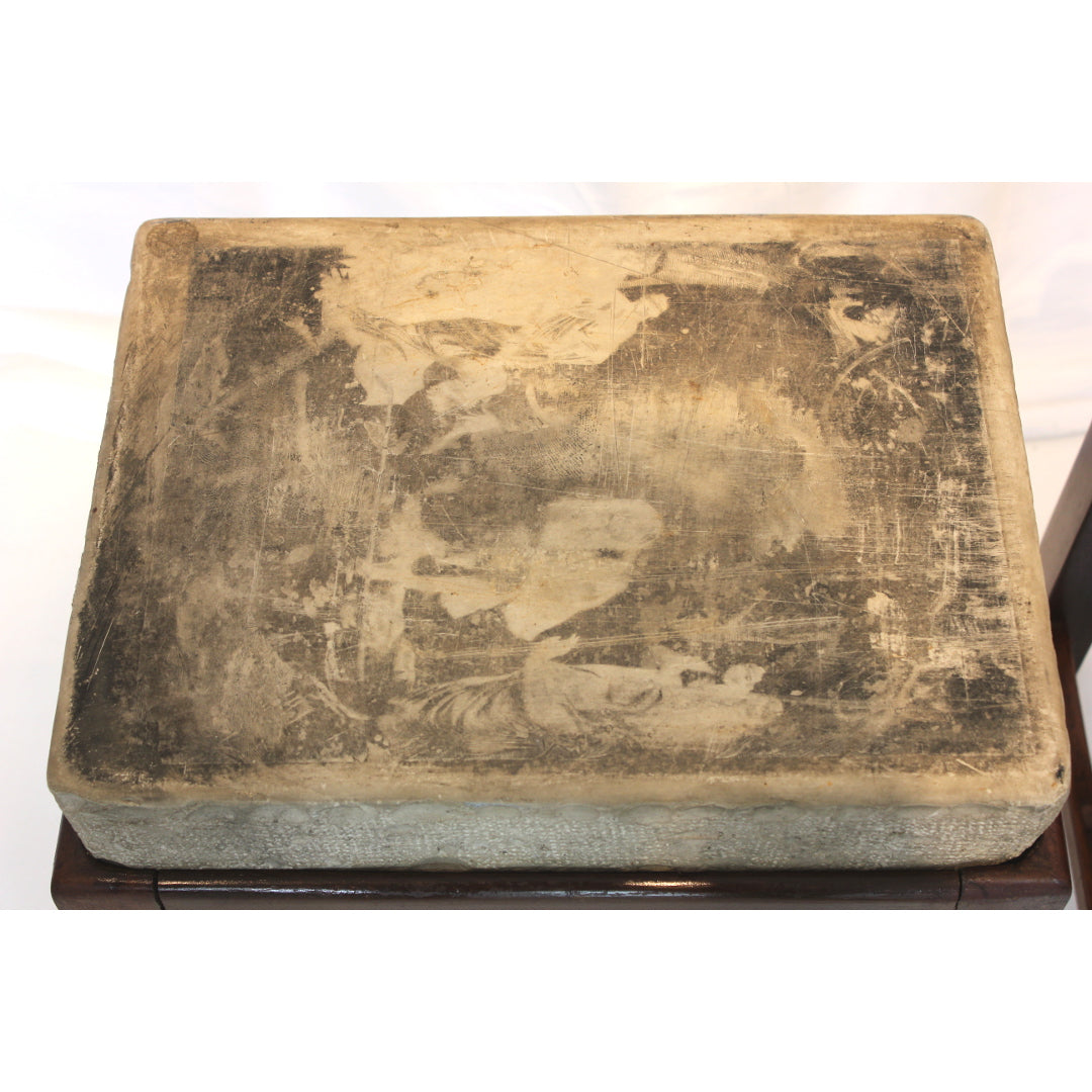 AF1-311: Antique Pair of English Side Tables with Indian Block Print Stone Tablets