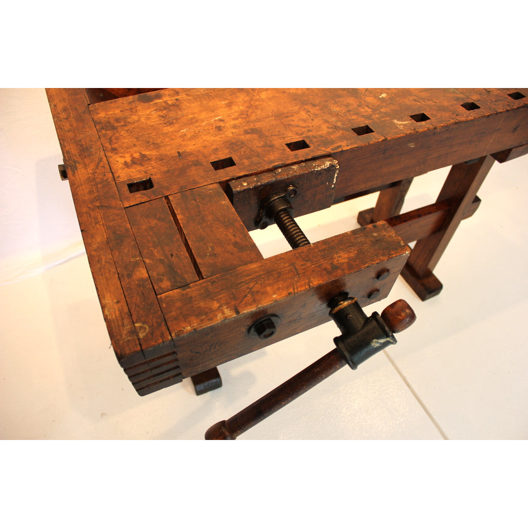 CR7-316: Early 19th Century Maple Woodworkers Bench Table