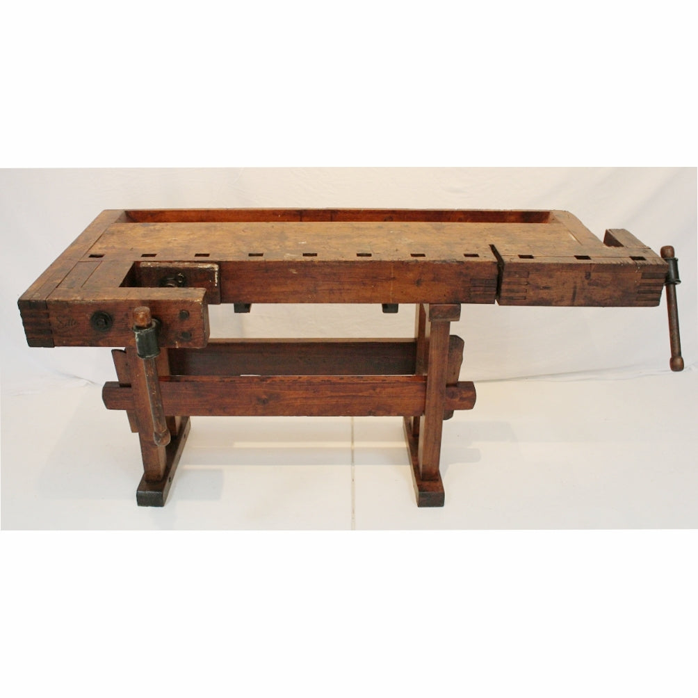 CR7-316: Early 19th Century Maple Woodworkers Bench Table