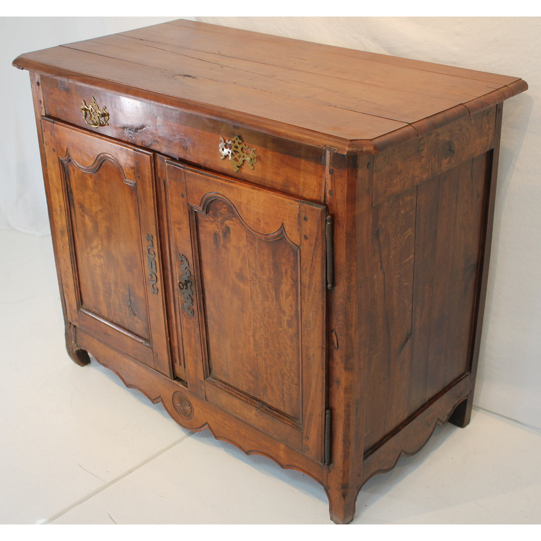 AF3-327: Antique Early 19th Century French Provincial Fruitwood Cupboard with a Single Drawer Over 2 Doors