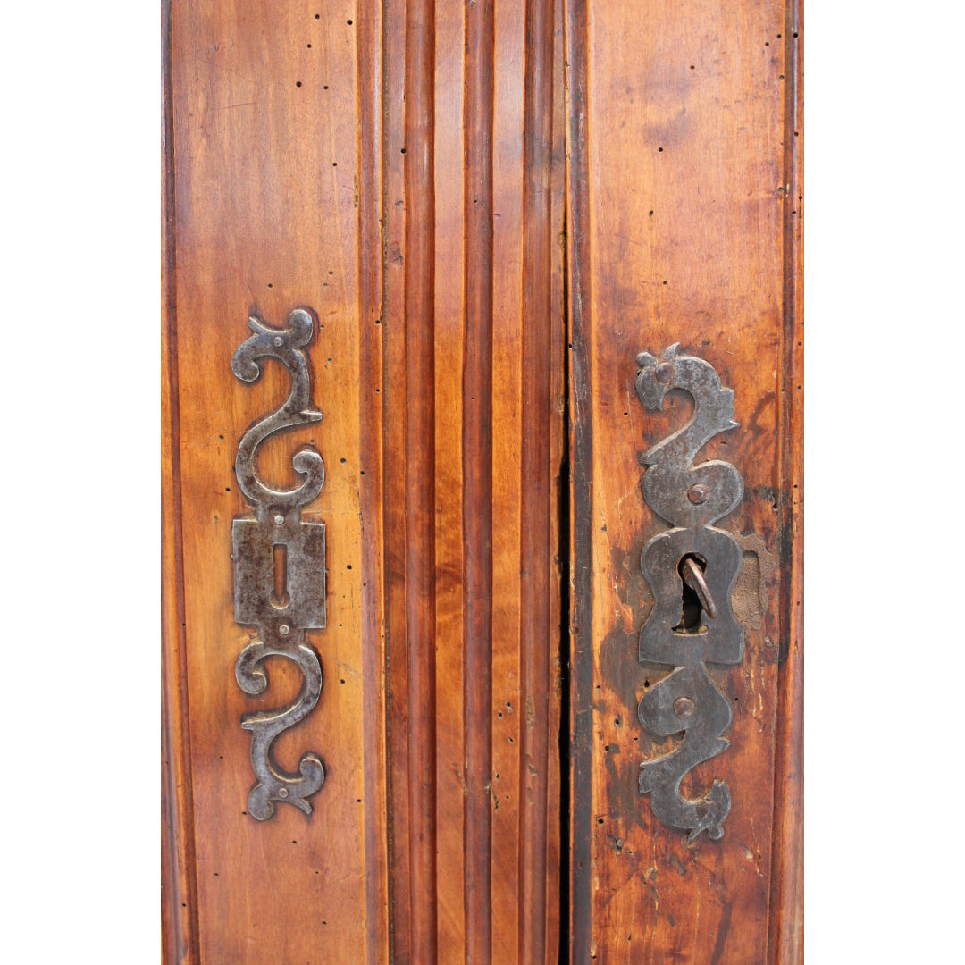 AF3-327: Antique Early 19th Century French Provincial Fruitwood Cupboard with a Single Drawer Over 2 Doors