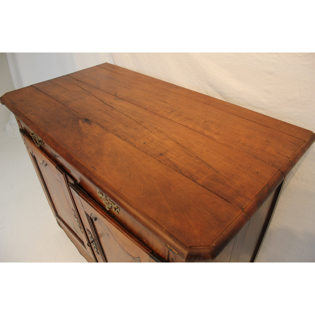 AF3-327: Antique Early 19th Century French Provincial Fruitwood Cupboard with a Single Drawer Over 2 Doors