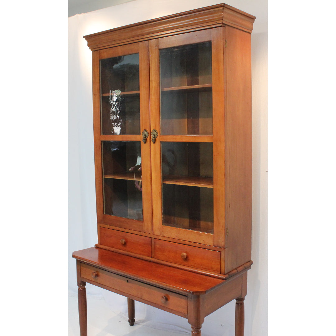 AF3-331: Antique Mid 19th Century French Provincial Fruitwood Display Cabinet on Stand