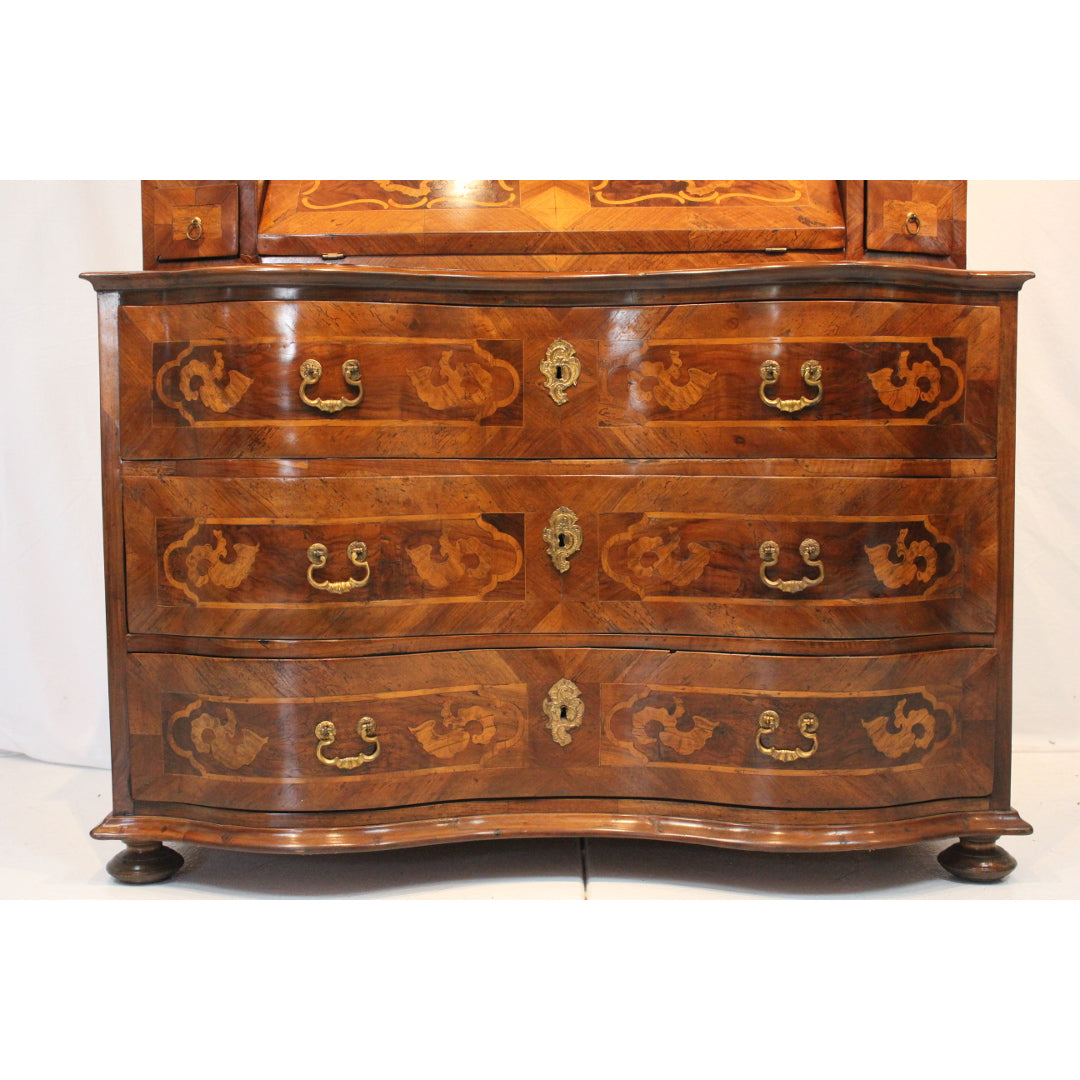 AF5-332: Antique Late 18th Century Dutch Marquetry Bombe Secrétaire