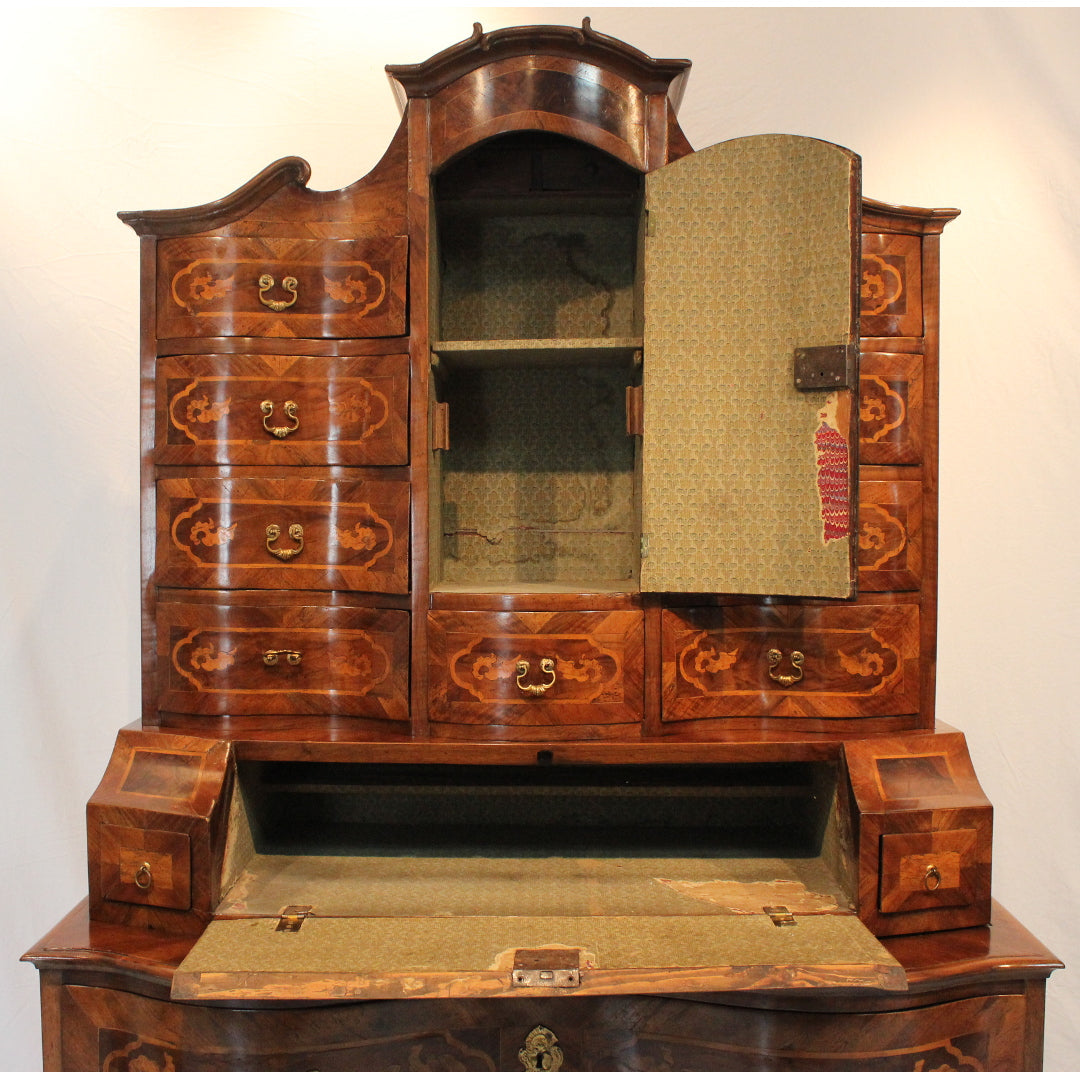 AF5-332: Antique Late 18th Century Dutch Marquetry Bombe Secrétaire