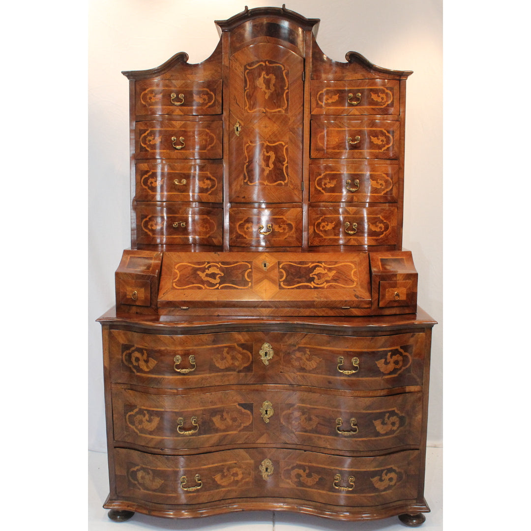 Antique Dutch Marquetry Bombe Secrétaire | Work of Man