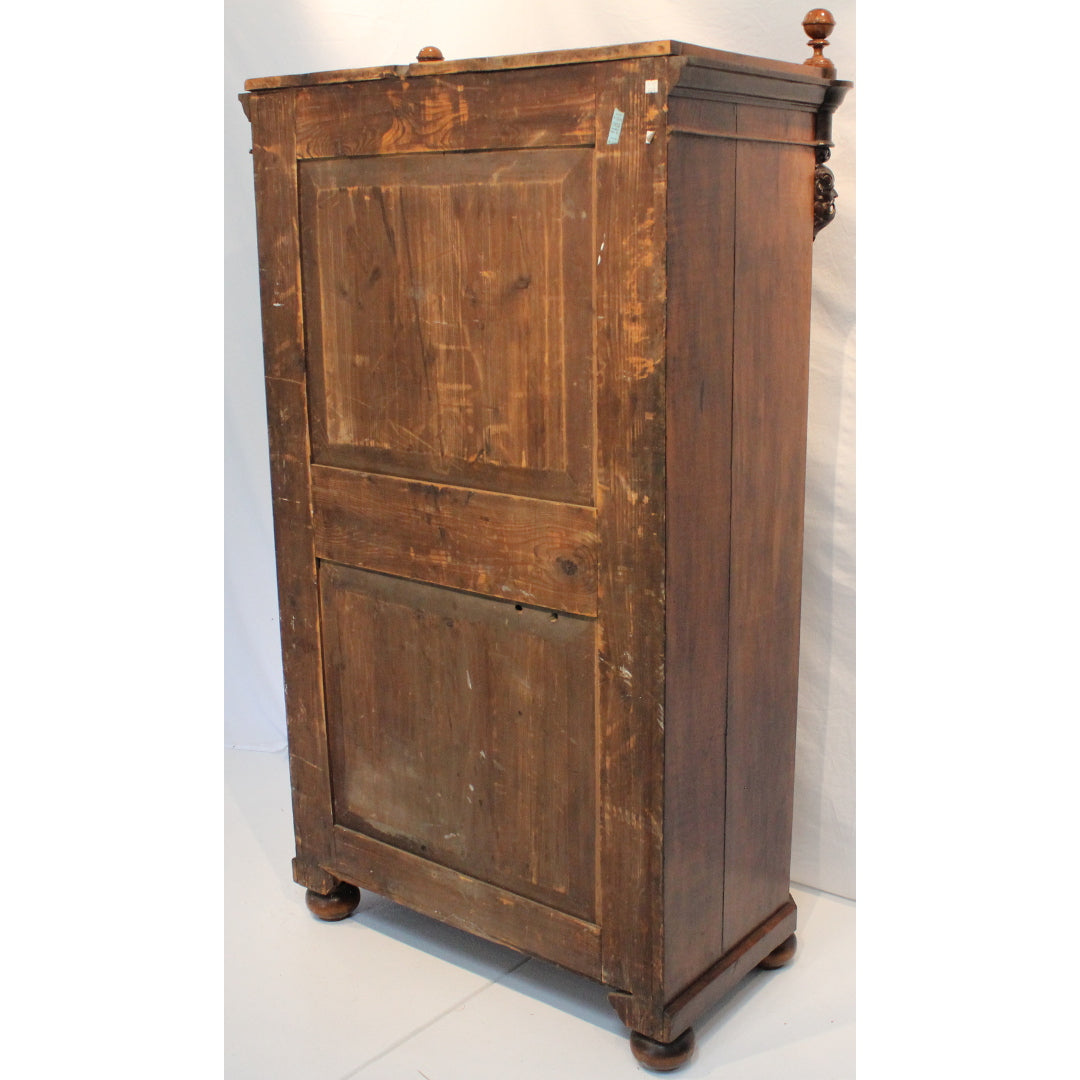 AF5-336: Antique Early 19th Century German Burled Walnut Drop Front Secretaire Abattant w Inlay