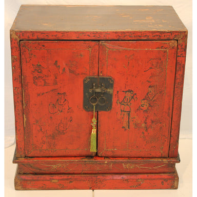 Antique Chinese Red Lacquer Chinoiserie Cabinet | Work of Man
