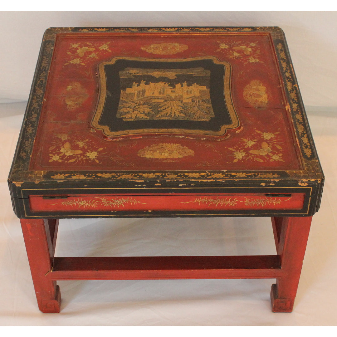 AF1-344 - Antique Late 19th Century Chinese Red Lacquer Game Table