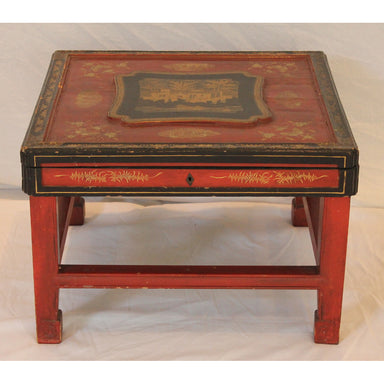 Antique Chinese Red Lacquer Game Table | Work of Man