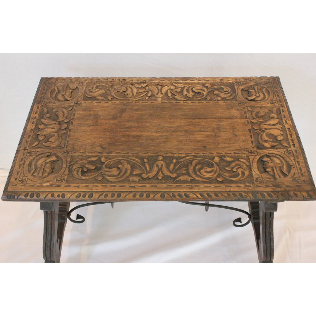 AF1-345: Antique Mid 18th Century Spanish Colonial Carved Low Table