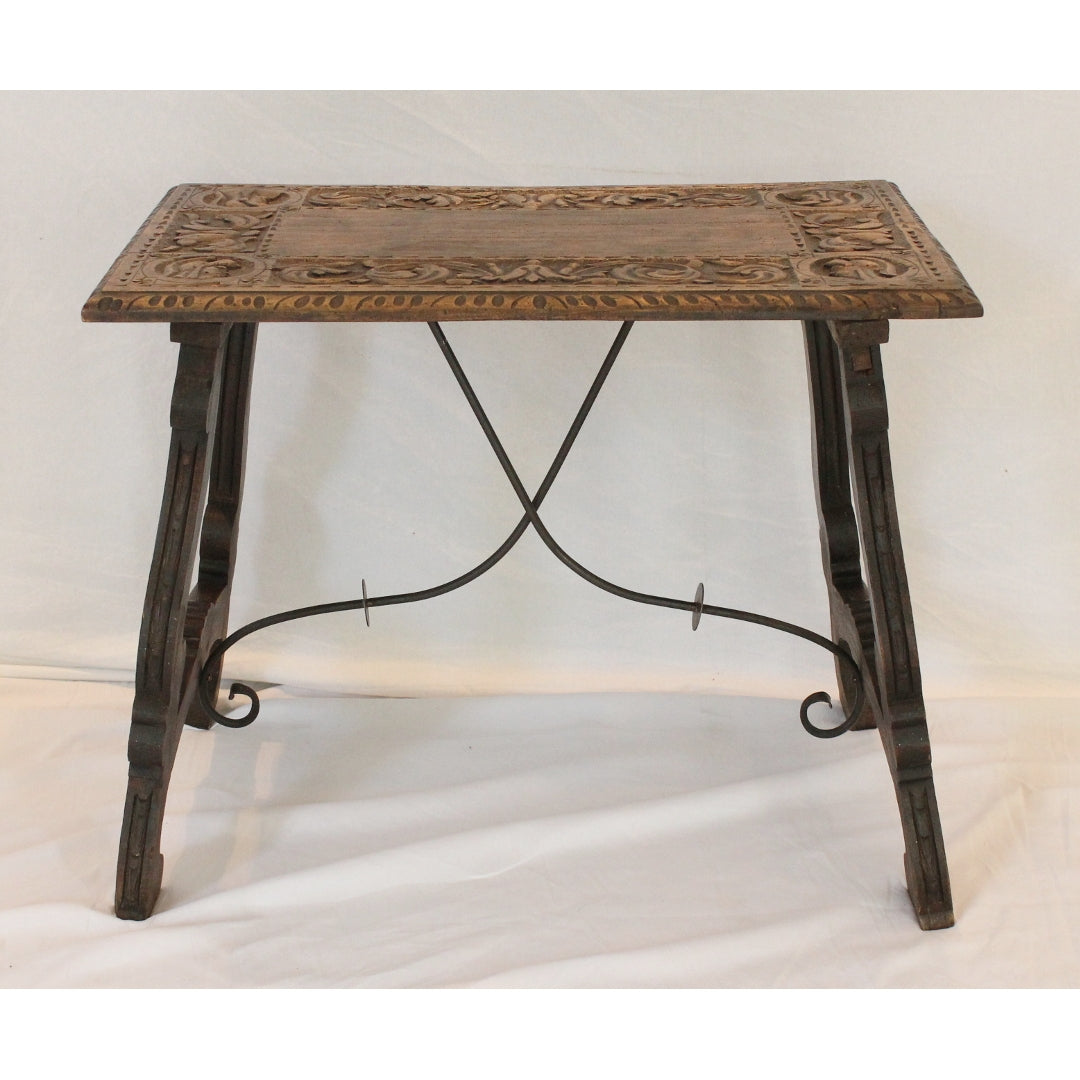 AF1-345: Antique Mid 18th Century Spanish Colonial Carved Low Table