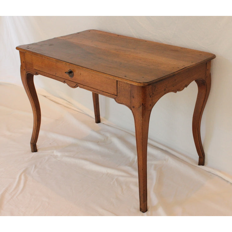 AF1-349: Antique Early 19th Century French Provincial Fruitwood Writing Table / Desk w/ Center Drawer