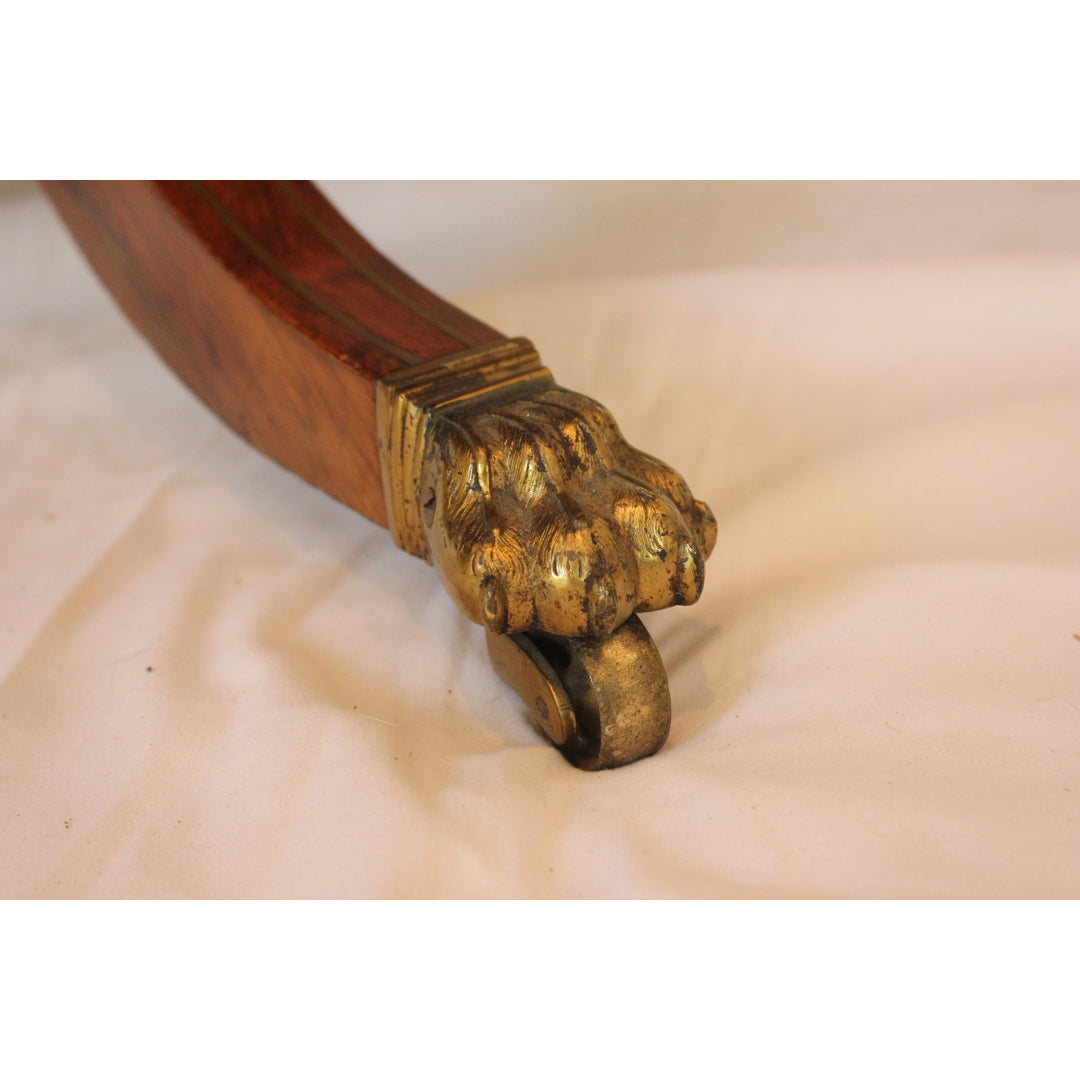 AF1-352 - Antique Early 19th Century English Regency Rosewood Drop Leaf Side Table with Brass Inlay