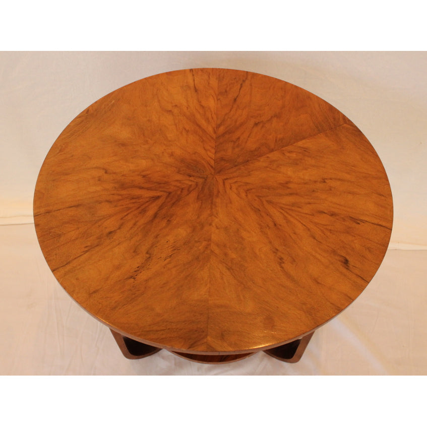 AF1-353: Antique c.1920's French Art Deco Highly Figured Round Side Table