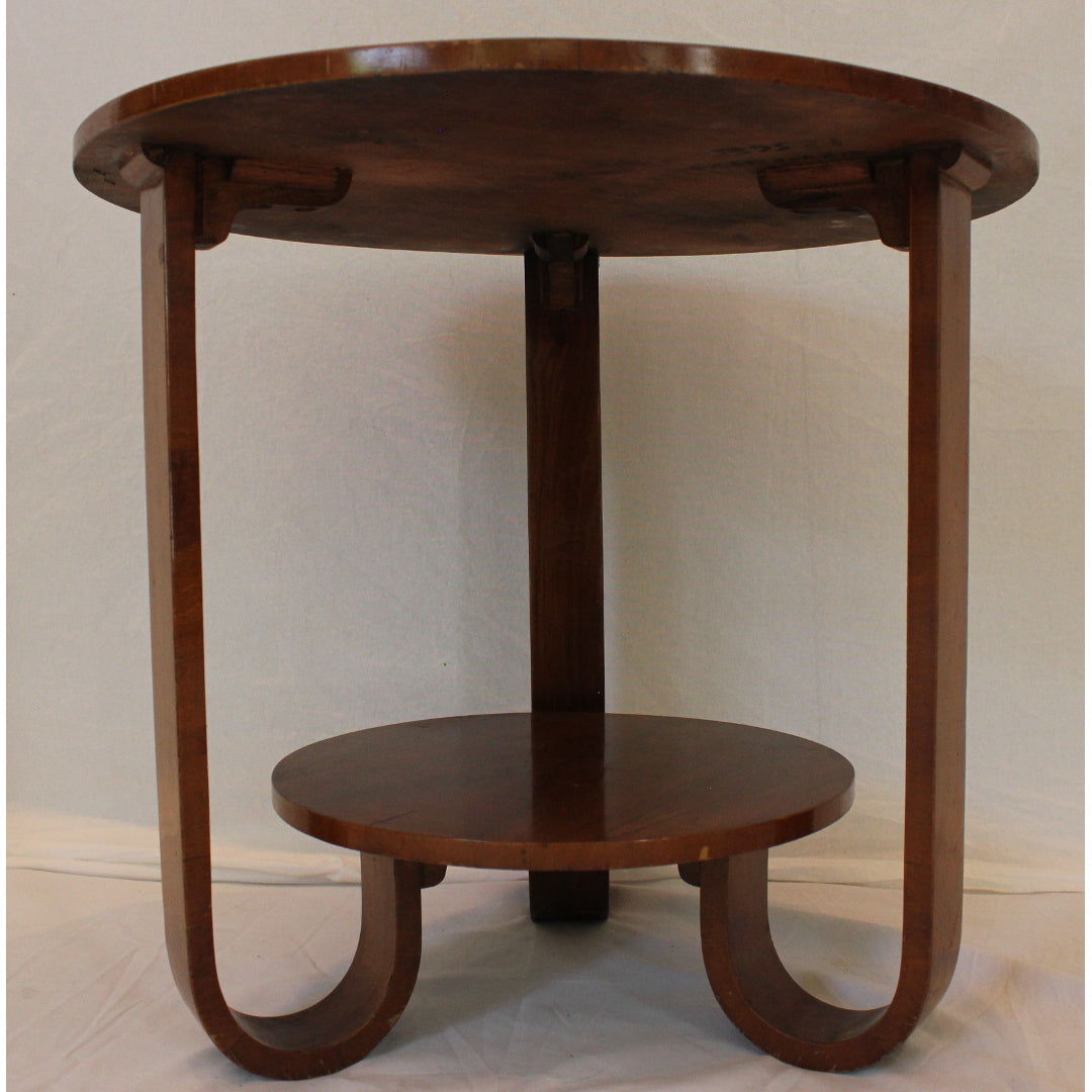 AF1-353: Antique c.1920's French Art Deco Highly Figured Round Side Table