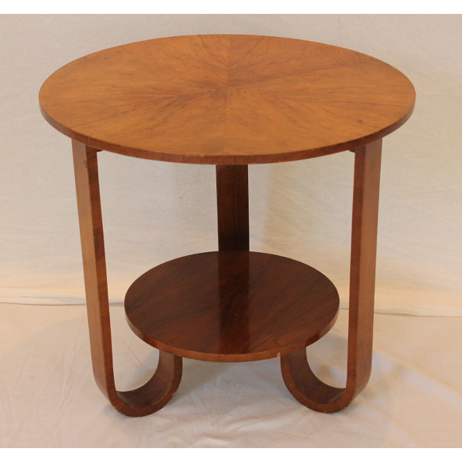 AF1-353: Antique c.1920's French Art Deco Highly Figured Round Side Table