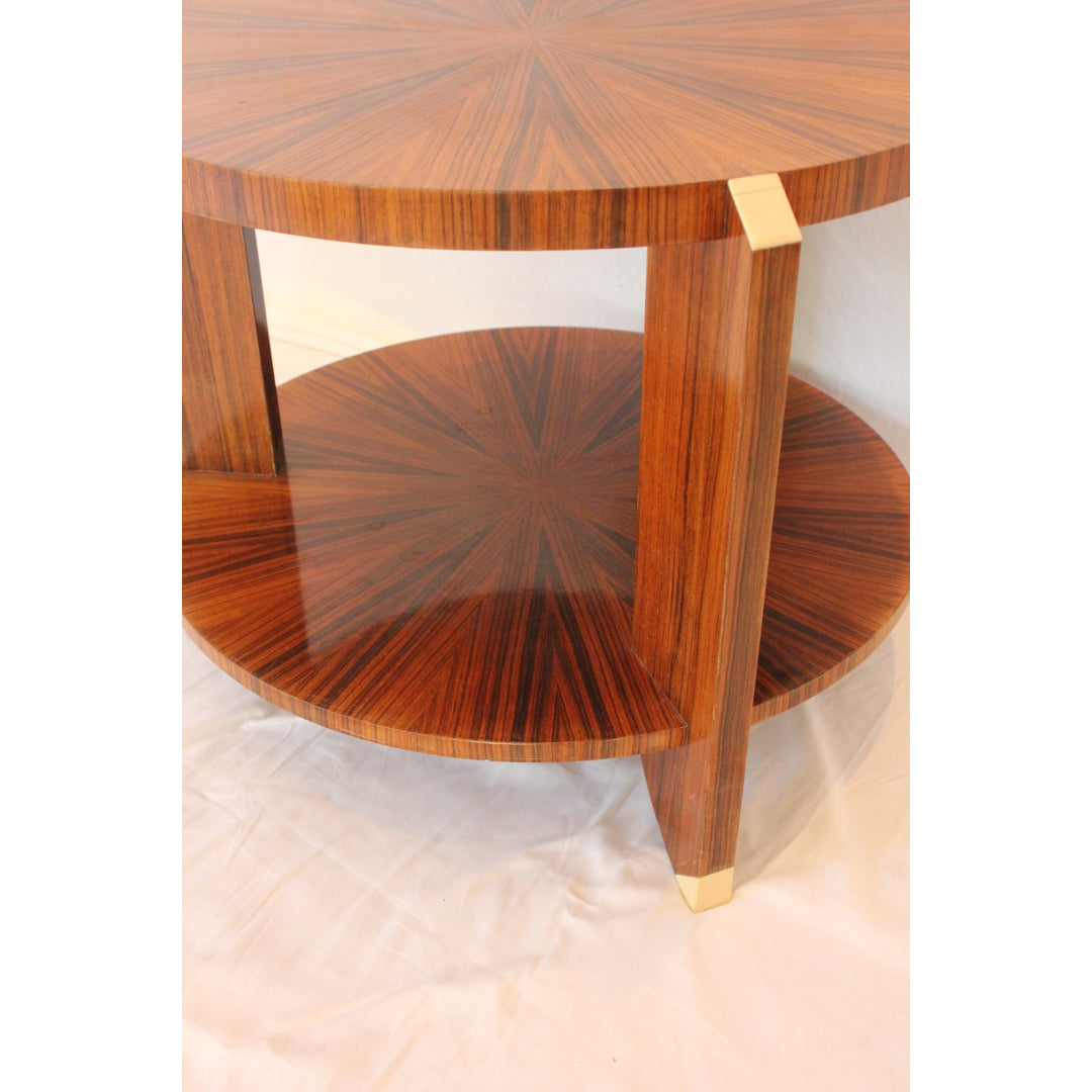 AF1-354: Antique French Art Deco Walnut Starburst Marquetry Moderne Side Table Circa 1930