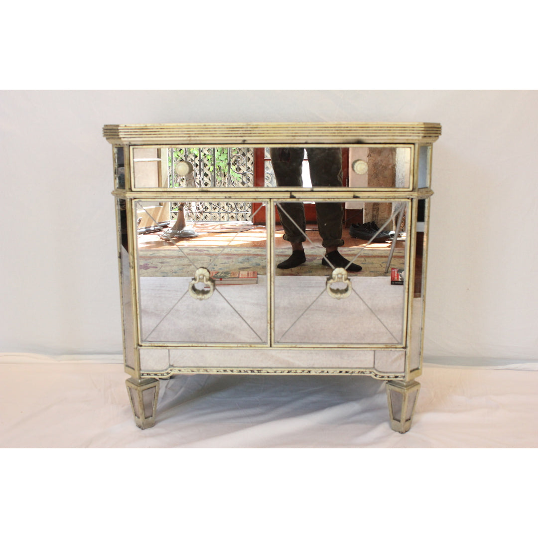 AF3-355: Antique Pair of Early 20th Century American Mirrored Commodes