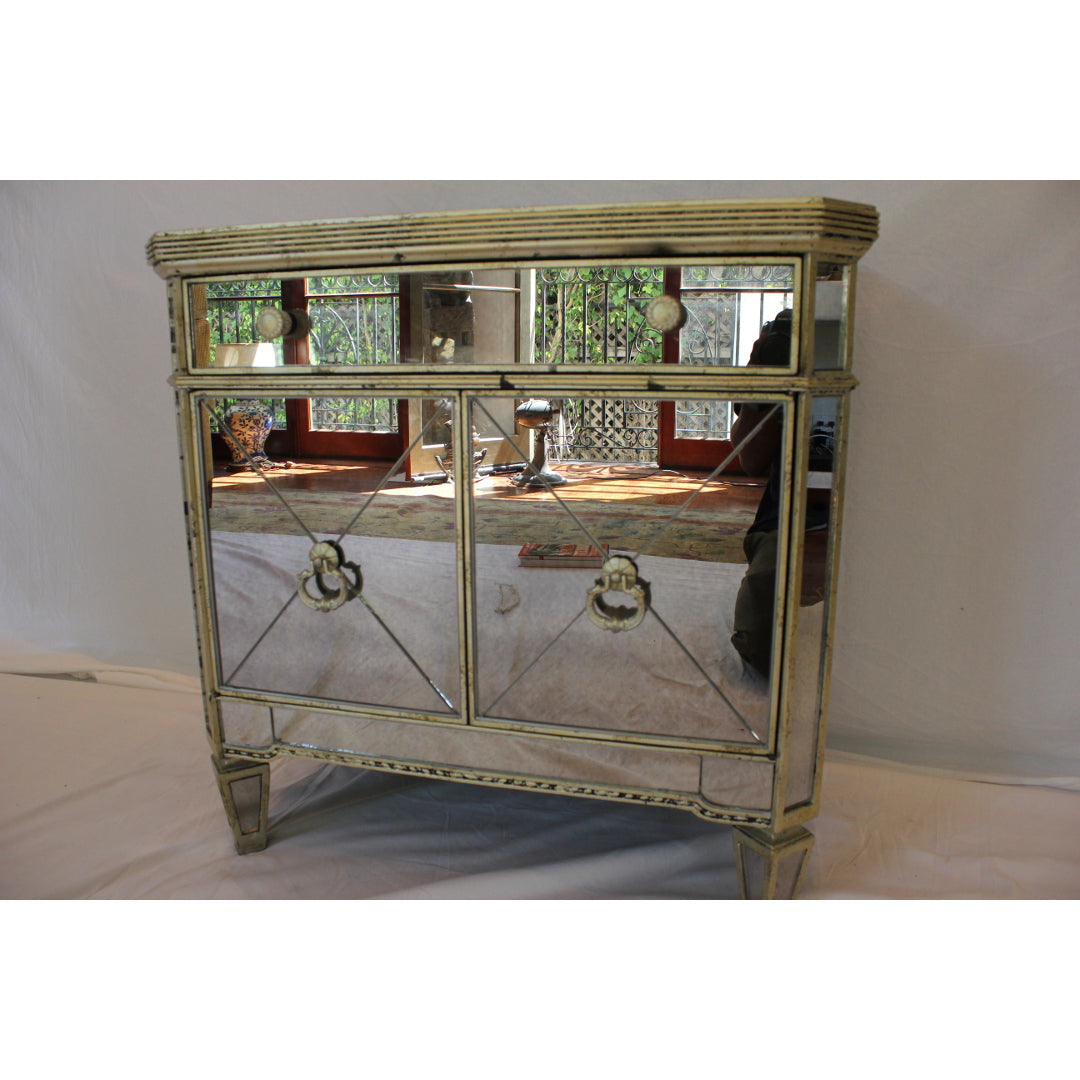 AF3-355: Antique Pair of Early 20th Century American Mirrored Commodes