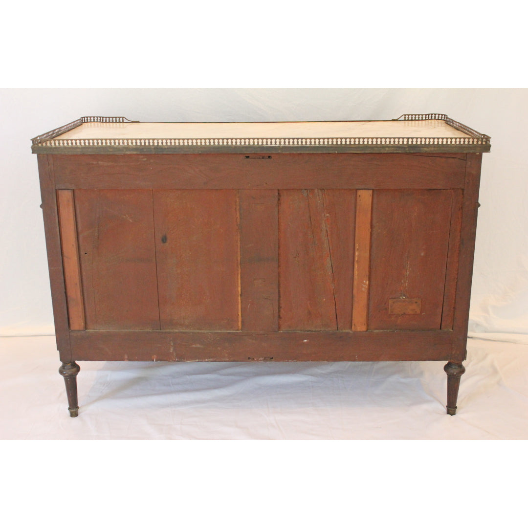 AF4-359: Antique Late 18th Century Louis XVI Style Marble Top Chest of Drawers w/ Brass Filigree Gallery