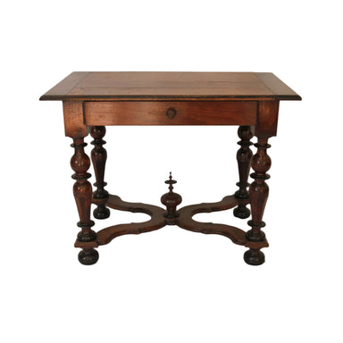 Antique William & Mary Walnut Library Table With Drawer | Work of Man