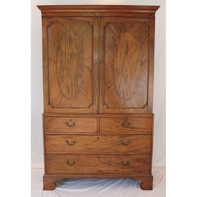 Antique English Georgian Mahogany Linen Press | Work of Man