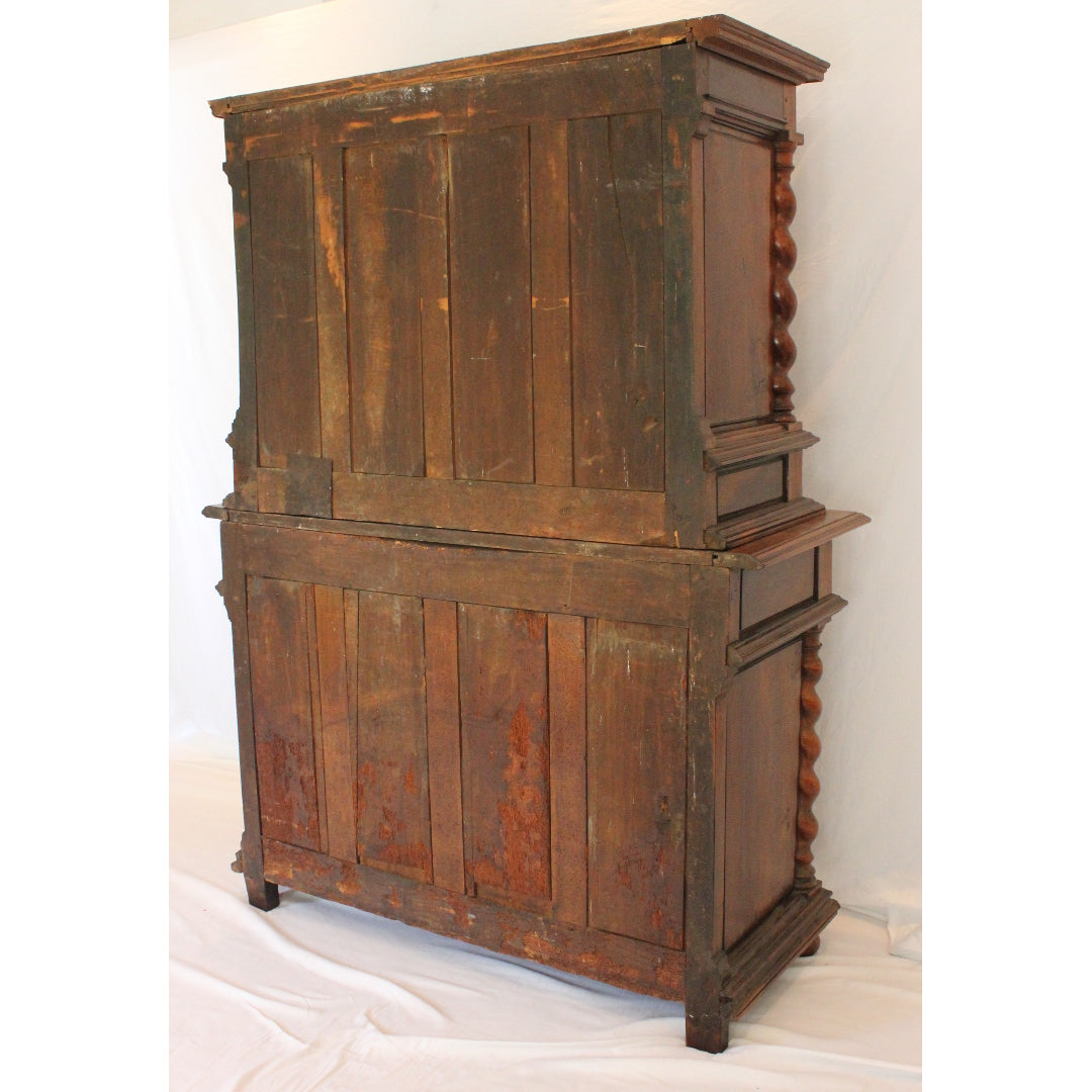 AF3-364: Antique Early 19th Century French Henri IV Style Walnut Meuble A Deux Corps