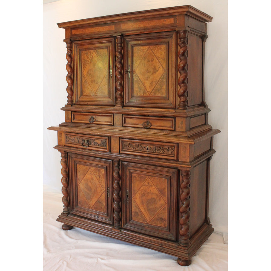 AF3-364: Antique Early 19th Century French Henri IV Style Walnut Meuble A Deux Corps