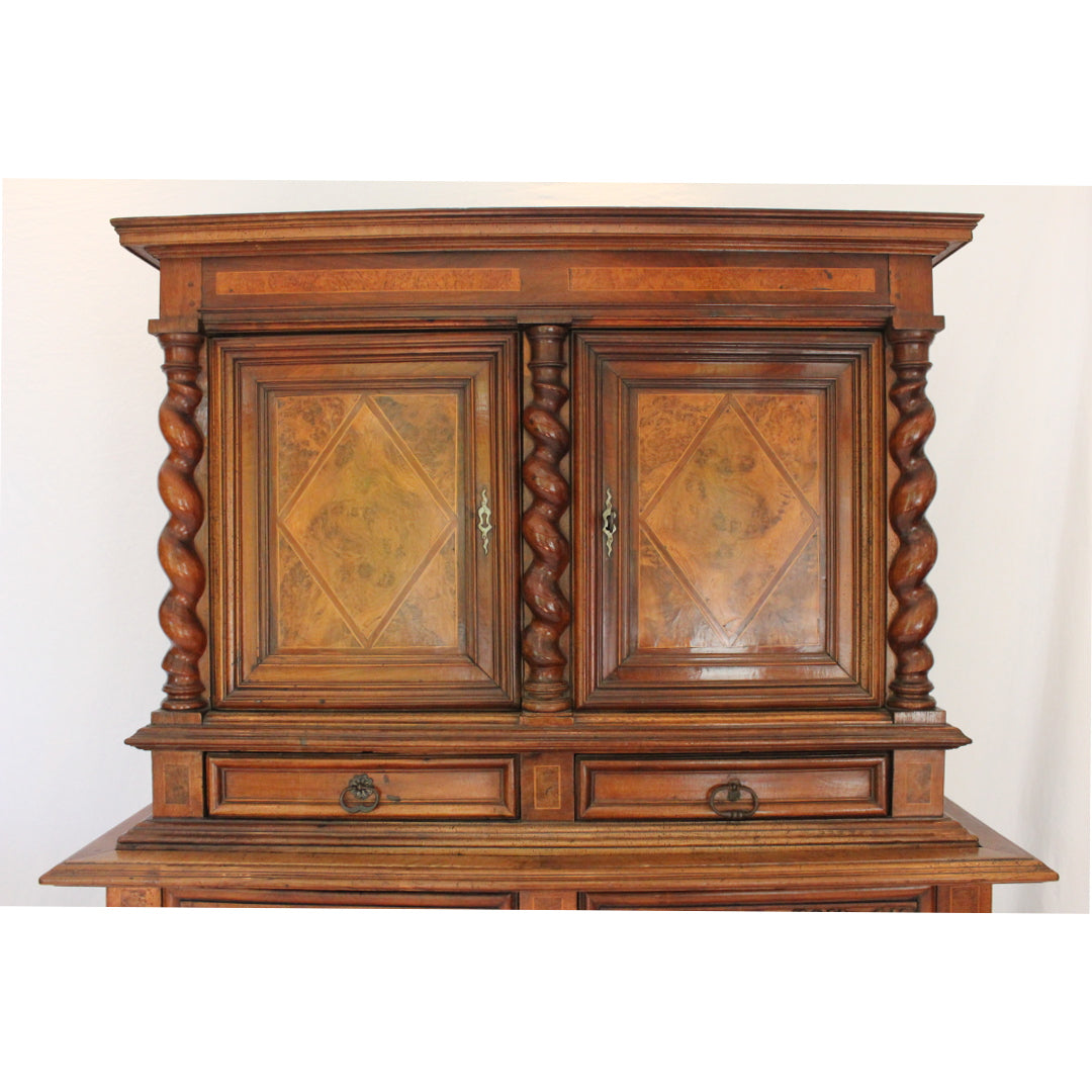 AF3-364: Antique Early 19th Century French Henri IV Style Walnut Meuble A Deux Corps