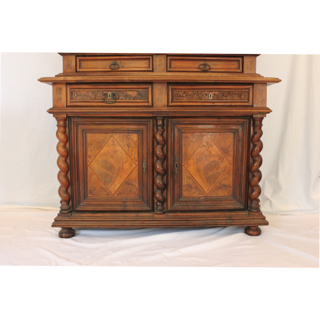 AF3-364: Antique Early 19th Century French Henri IV Style Walnut Meuble A Deux Corps