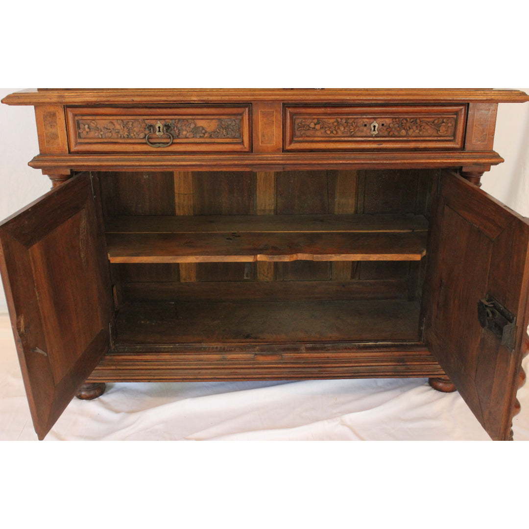 AF3-364: Antique Early 19th Century French Henri IV Style Walnut Meuble A Deux Corps