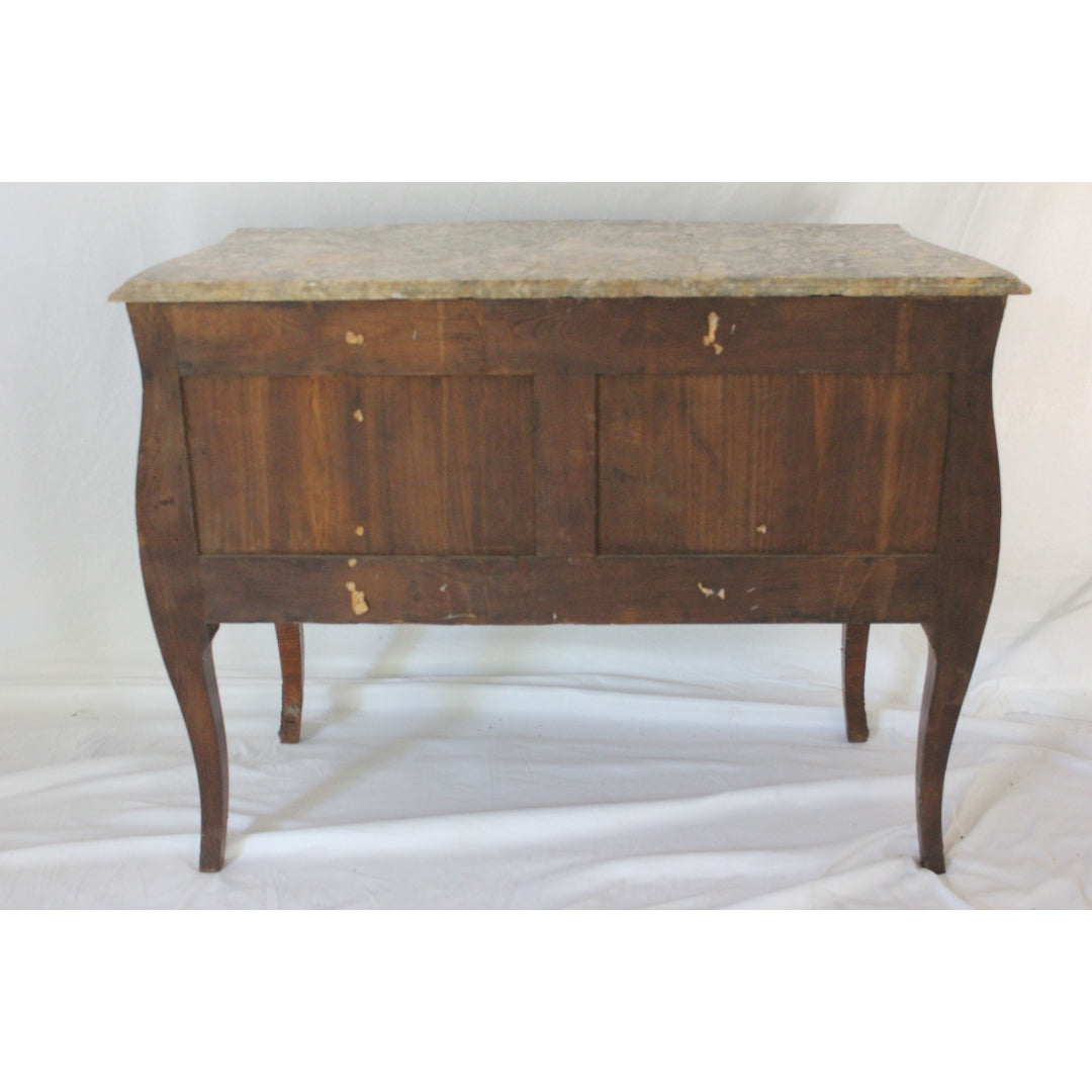 AF4-366: Antique Early 19th C French Louis XV Style Bombe Chest w/ Marble Top & Desk Compartments