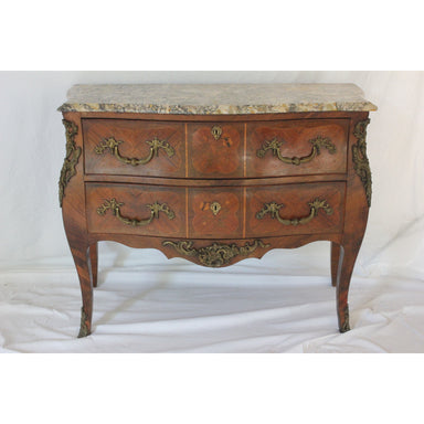 Antique Louis XV Bombe Chest w/ Marble Top | Work of Man