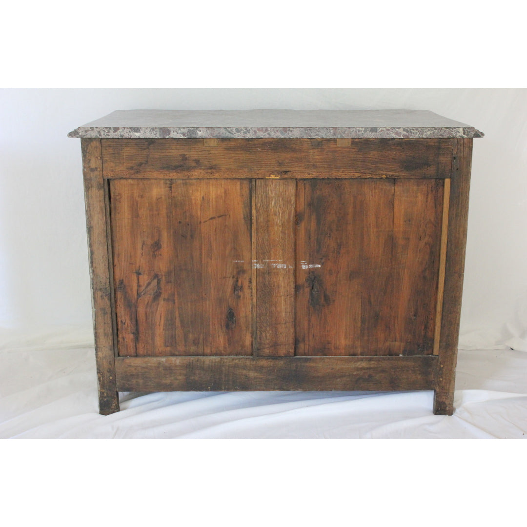 AF4-368: Antique Very Fine Late 18th Century Louis XIV Highly Carved Chest of Drawers with a Marble Top