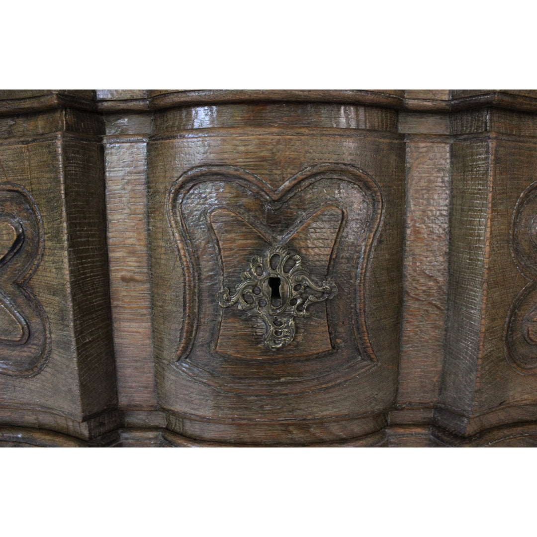 AF4-368: Antique Very Fine Late 18th Century Louis XIV Highly Carved Chest of Drawers with a Marble Top