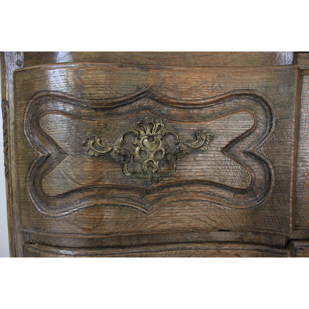 AF4-368: Antique Very Fine Late 18th Century Louis XIV Highly Carved Chest of Drawers with a Marble Top