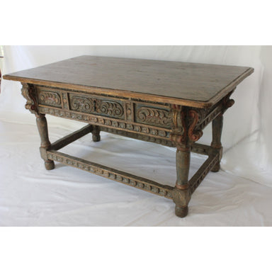 Antique Polychrome Spanish Colonial Oak Refectory Table | Work of Man