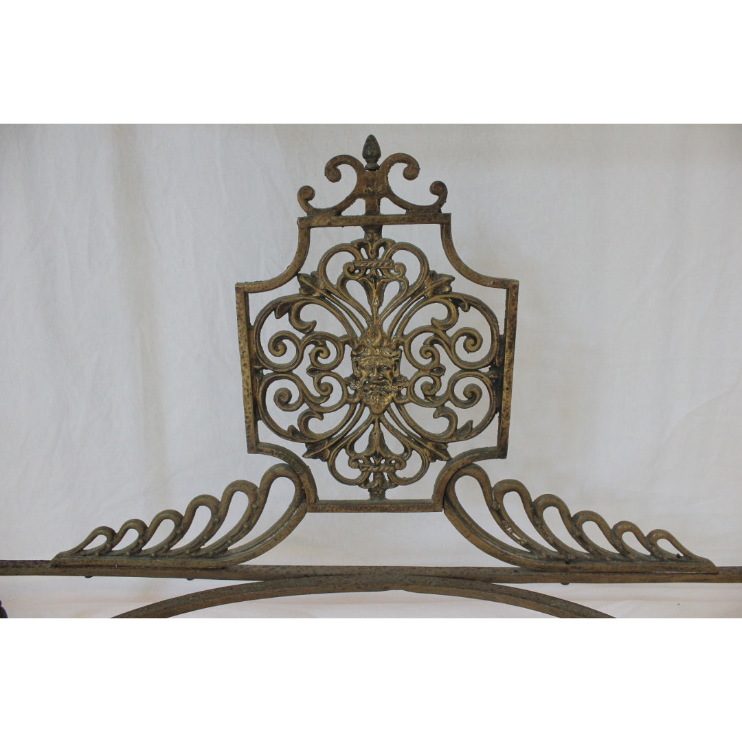 AF1-373: Antique C 1920's Oscar Bach Marble Top Iron & Brass Console Table