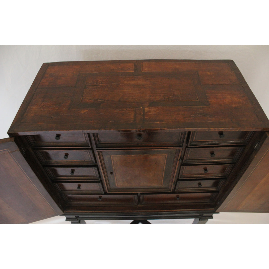 AF3-377: Antique Mid 19th Century Continental Highly Detailed Cabinet with Drawers on Stand