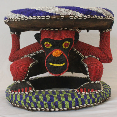 Vintage Nigerian Beaded Monkey Stool | Work of Man