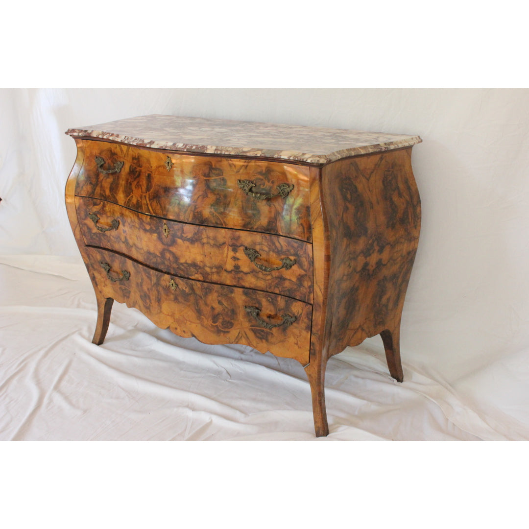 AF4-393 - Antique Early 19th Century French Bombe Louis XV Commode with a Marble Top