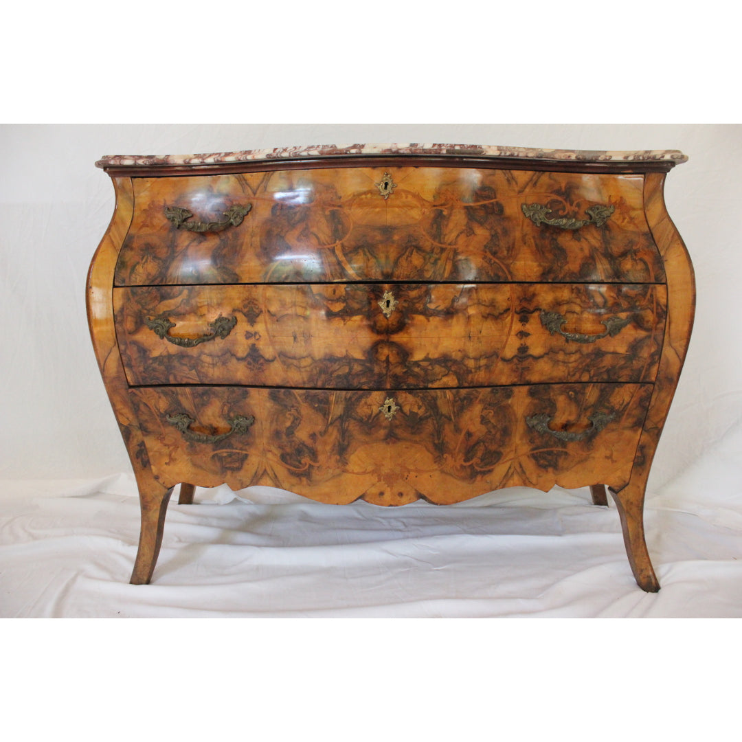 AF4-393 - Antique Early 19th Century French Bombe Louis XV Commode with a Marble Top