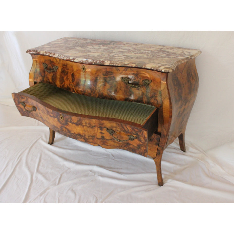 AF4-393 - Antique Early 19th Century French Bombe Louis XV Commode with a Marble Top